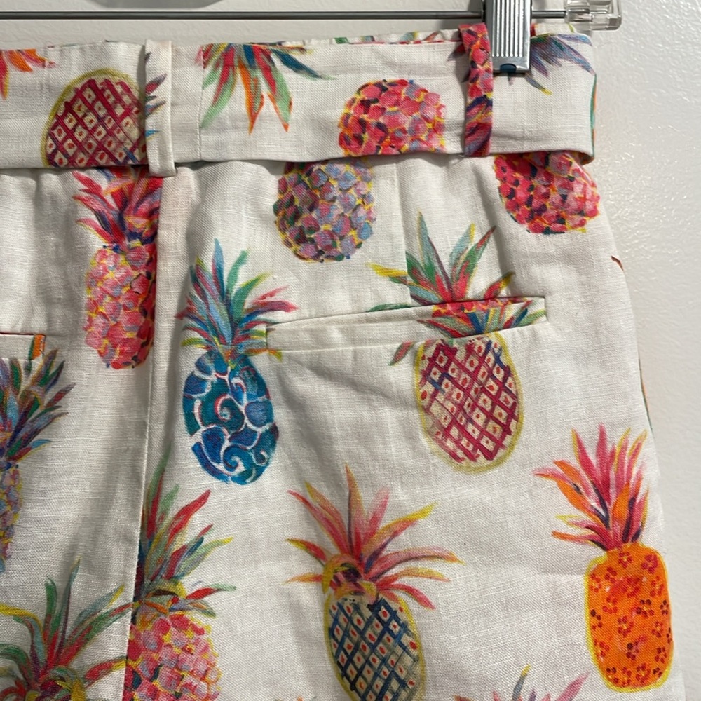 J. Crew White Tropical Pineapple Shorts Sz0 - Picture 10 of 12